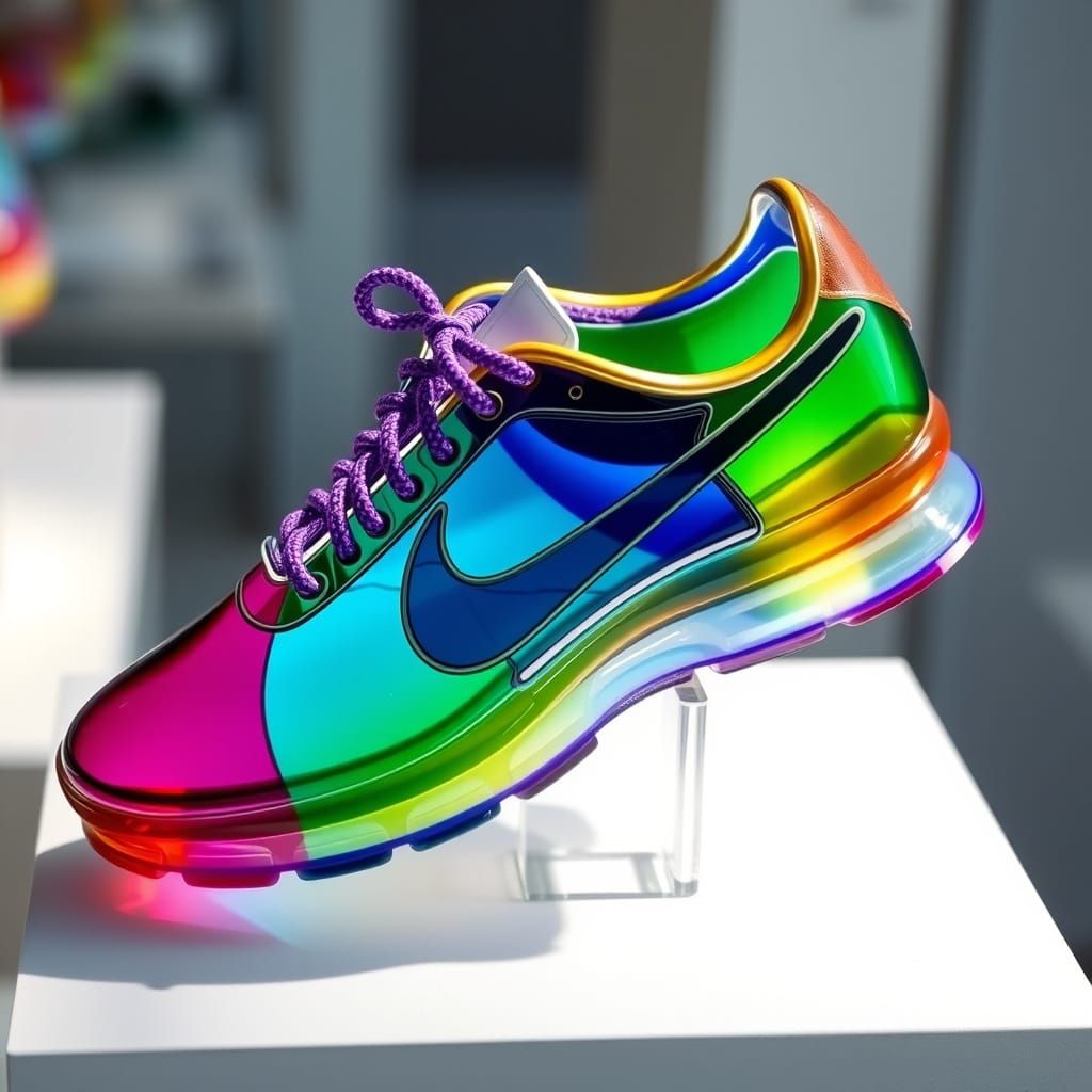 Glass Nike Shoe with Exotic Color Combination