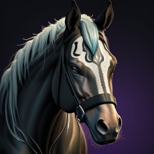 Hyperrealistic Horse with Tattoo Splash Art