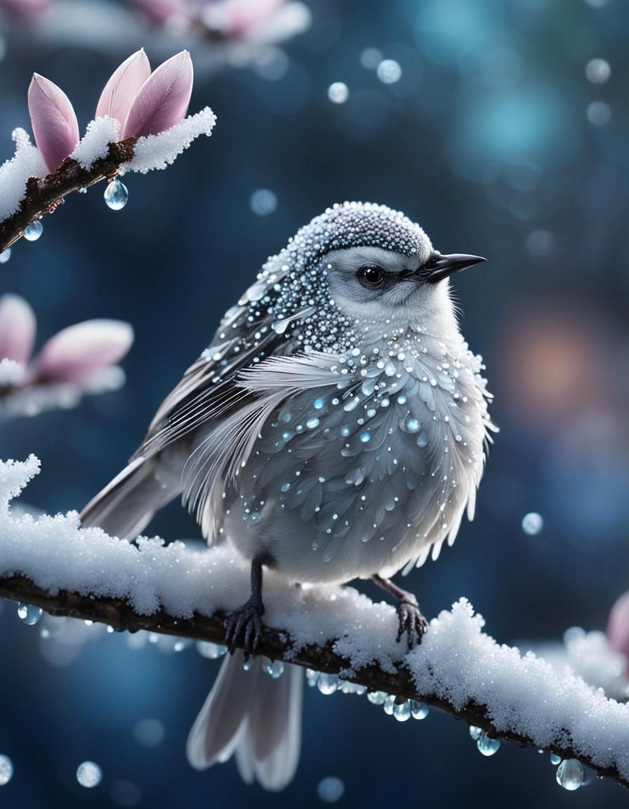 White Robin in the Frost