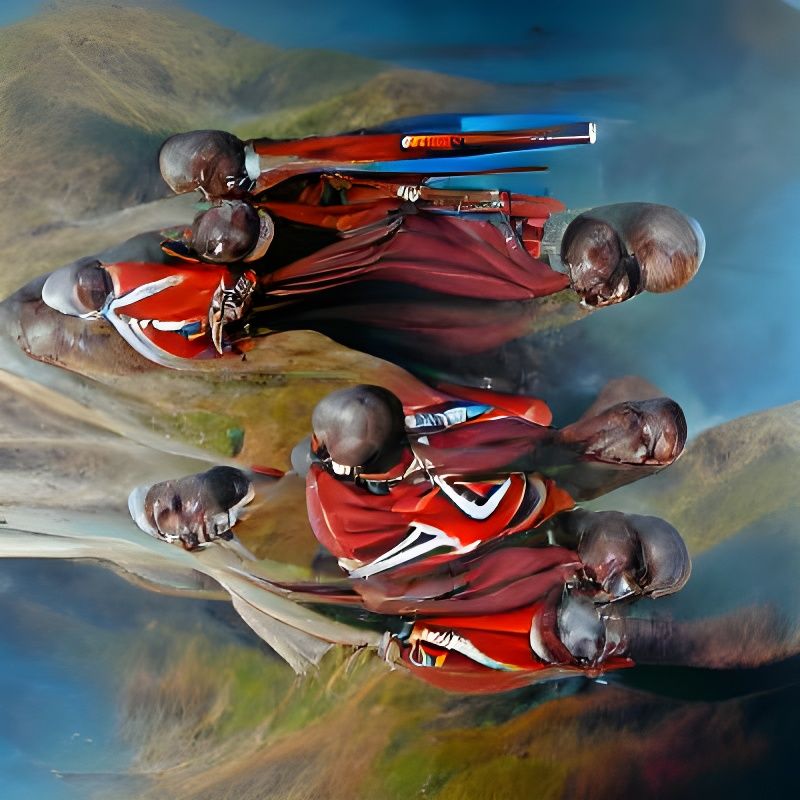 Group of Ancient Maasai Tanzania warriors
