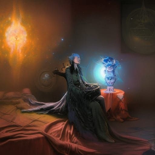 Chimpanzees Doing Human Things in Cosmic Astral Style