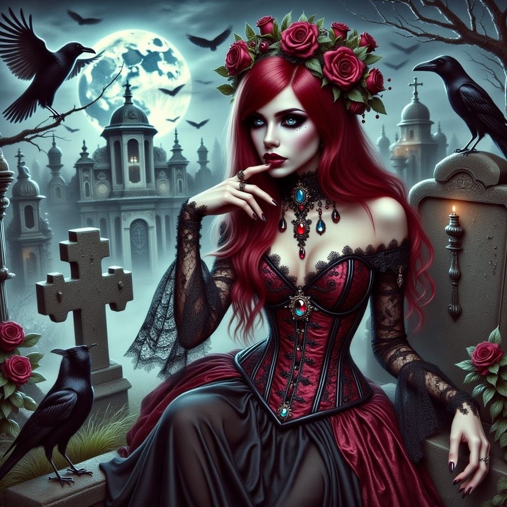 <lora:Gothic witch flux:1.0> 