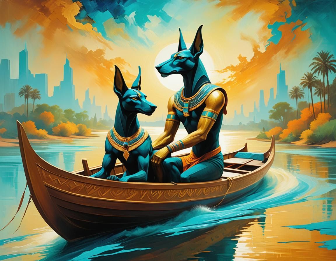 Bast and Anubis on the Nile: Abstract Art