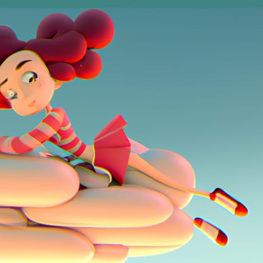 beautiful girl on a cloud