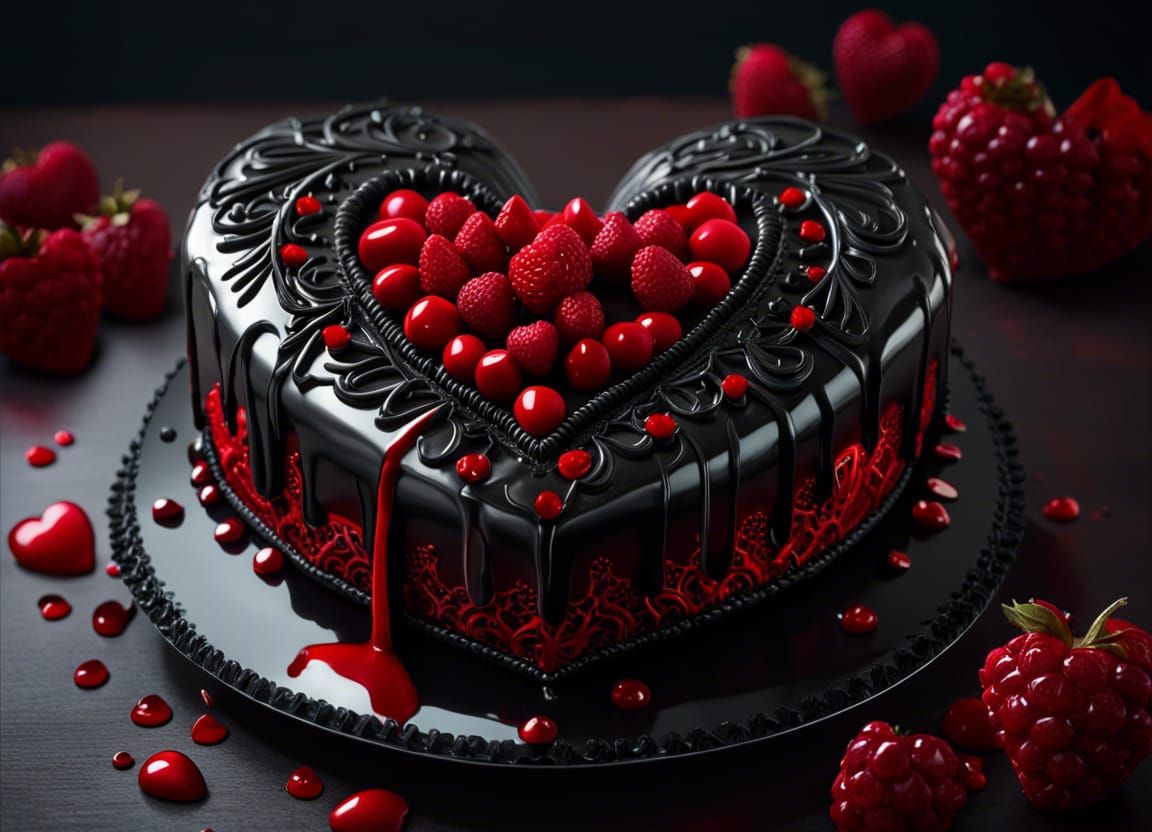 Bloody heart Berry black gothic cake  by @Roman Sokal