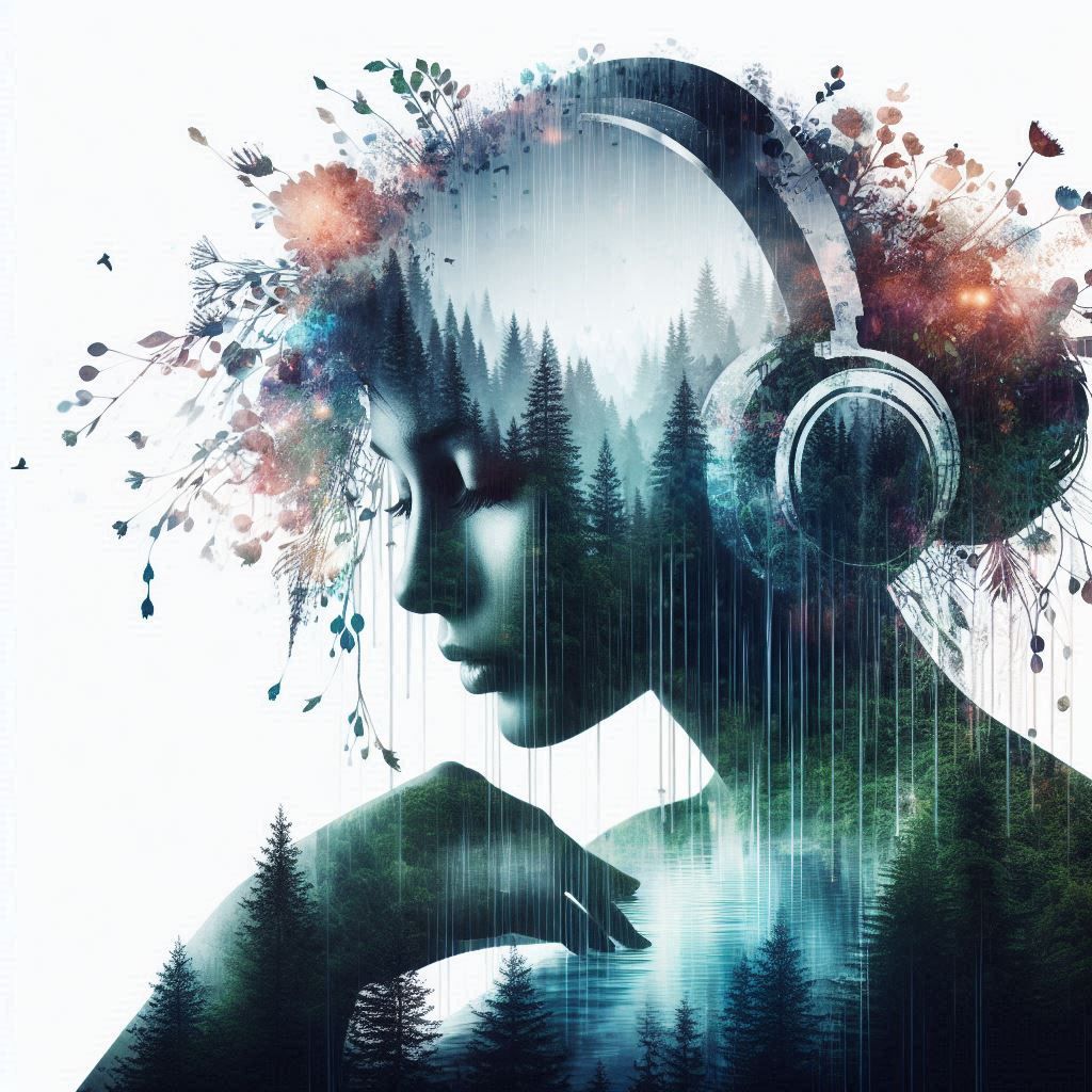 double exposure beautiful fantasy DALL-E 3 portrait landscap...