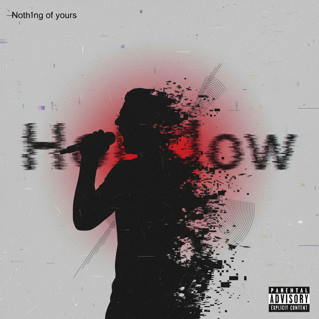 'Noth1ng of yours' - 'Hol1ow' (Album cover for a modern meta...