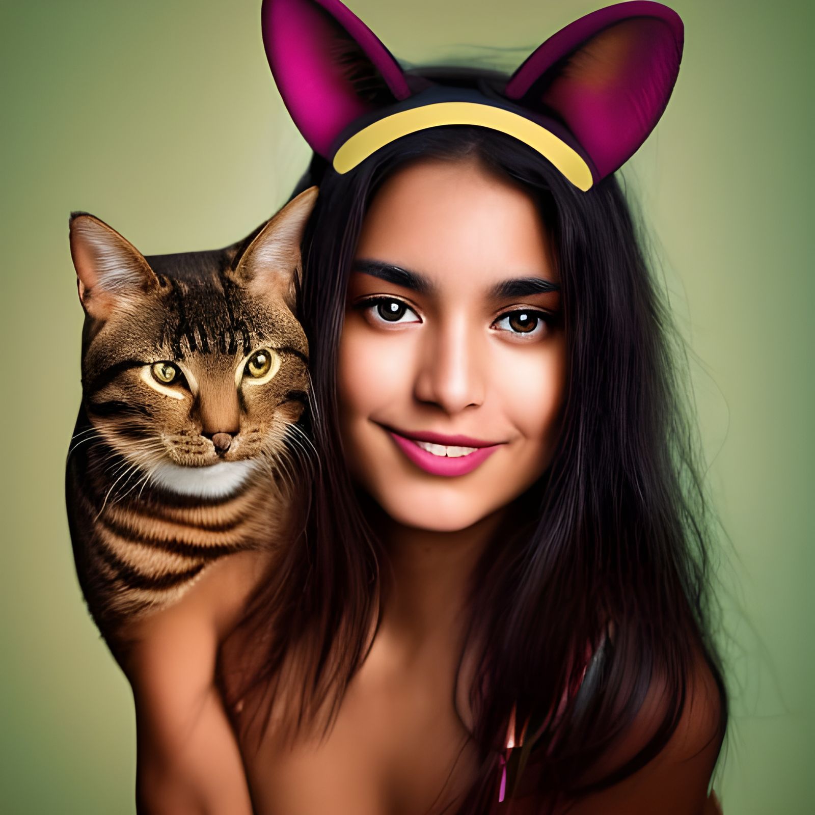 Beautiful Mexican girl with cat ears - AI Generated Artwork - NightCafe ...