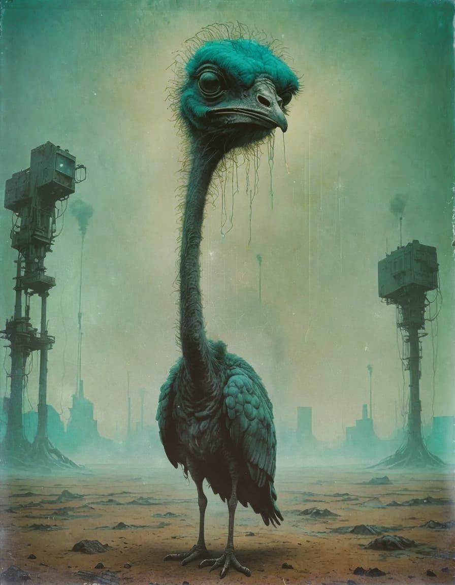 The ostrich creature that has just tasted a dream.