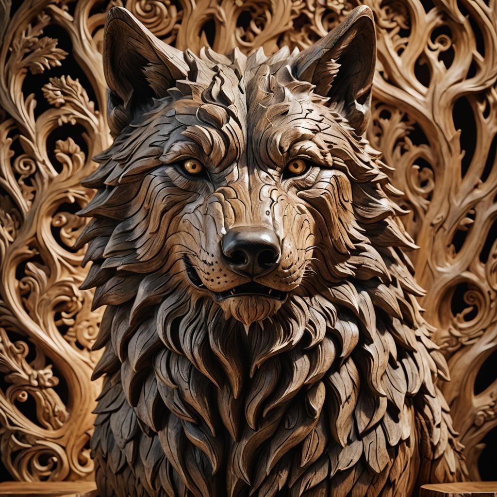Carved Wolf   by @Wild_Coati11