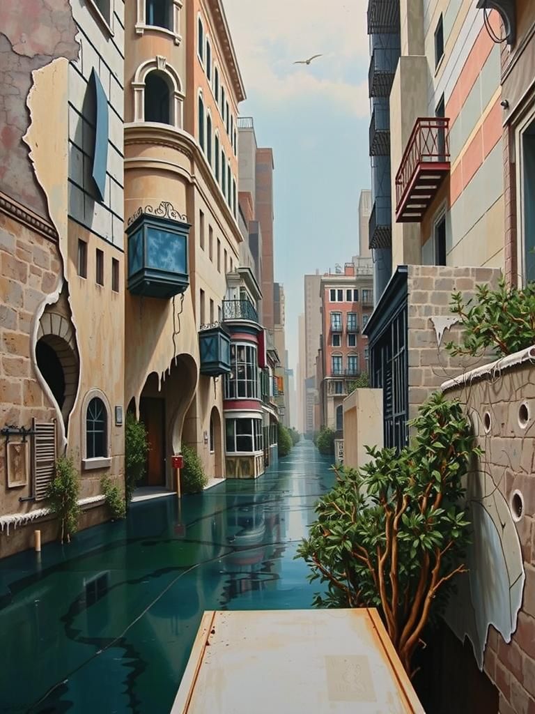 Surreal dreamscape of a city