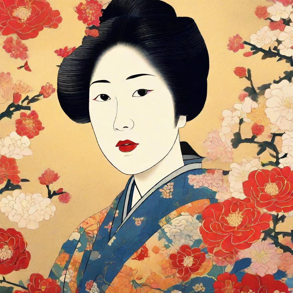 Asian Flowers Silk Kimono