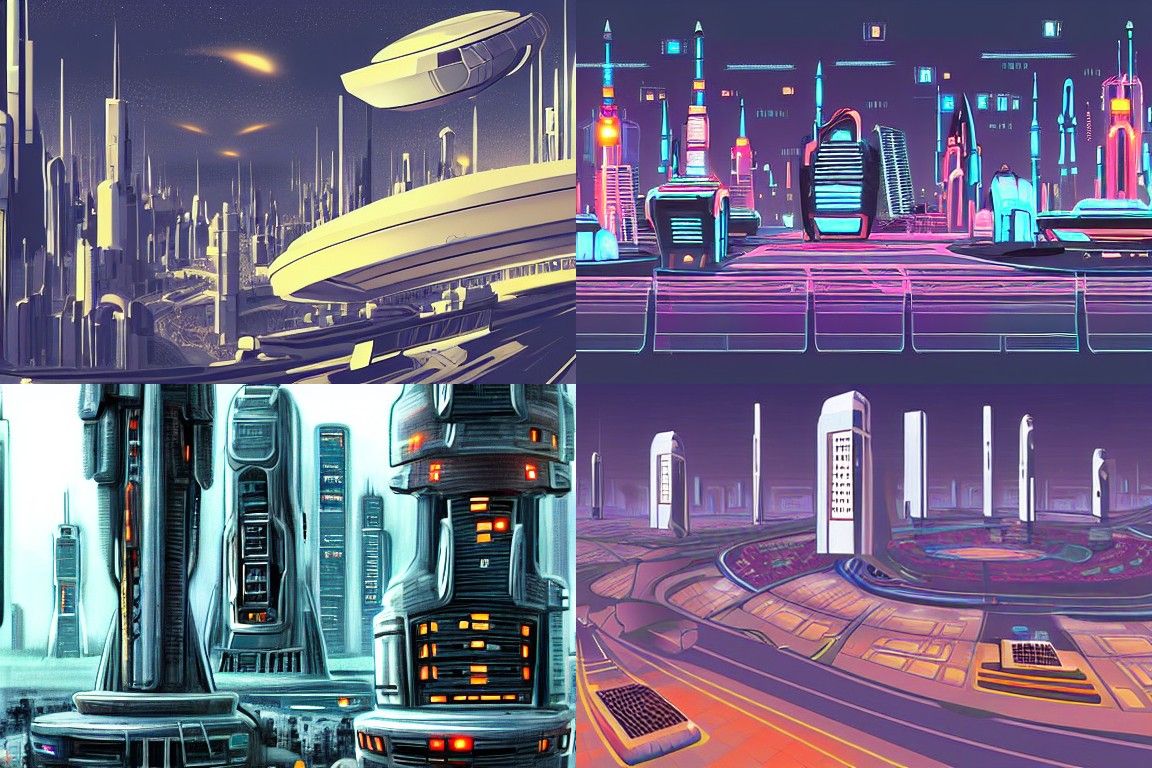 Sci-fi city in the style of Futurism
