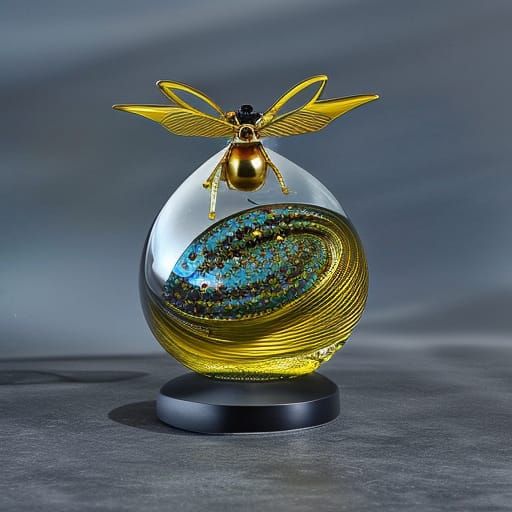 Epic bee blown glass sculpture,