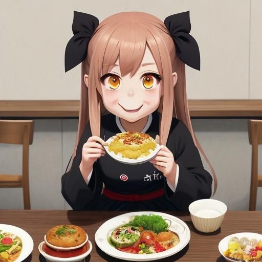 cute little girl   likes  meal