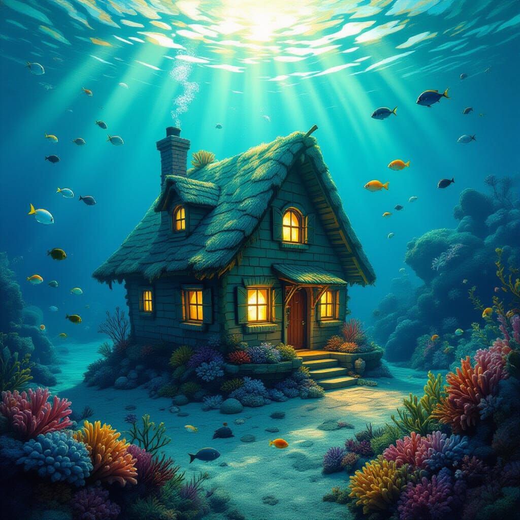 Cozy Seabed Home With Bioluminescent Glow