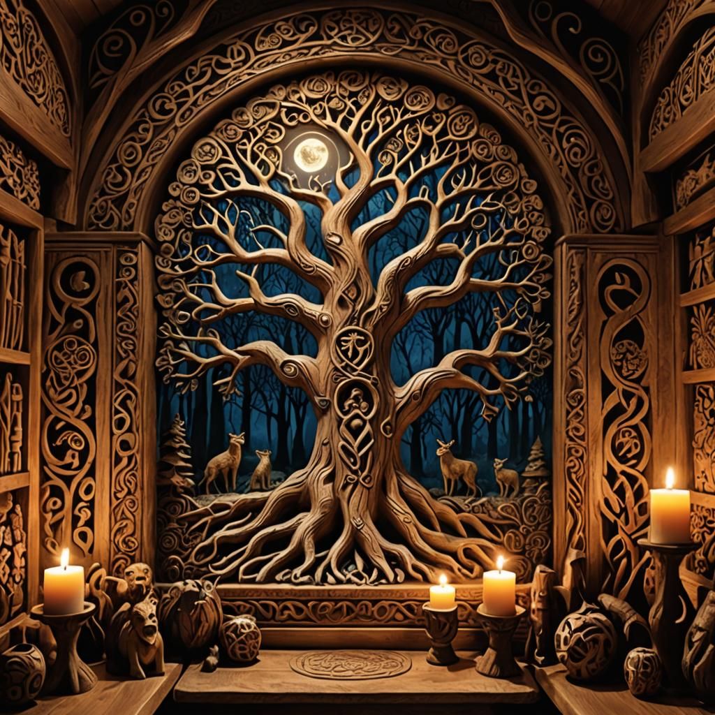 Moonlit Woodcarver's Sanctuary