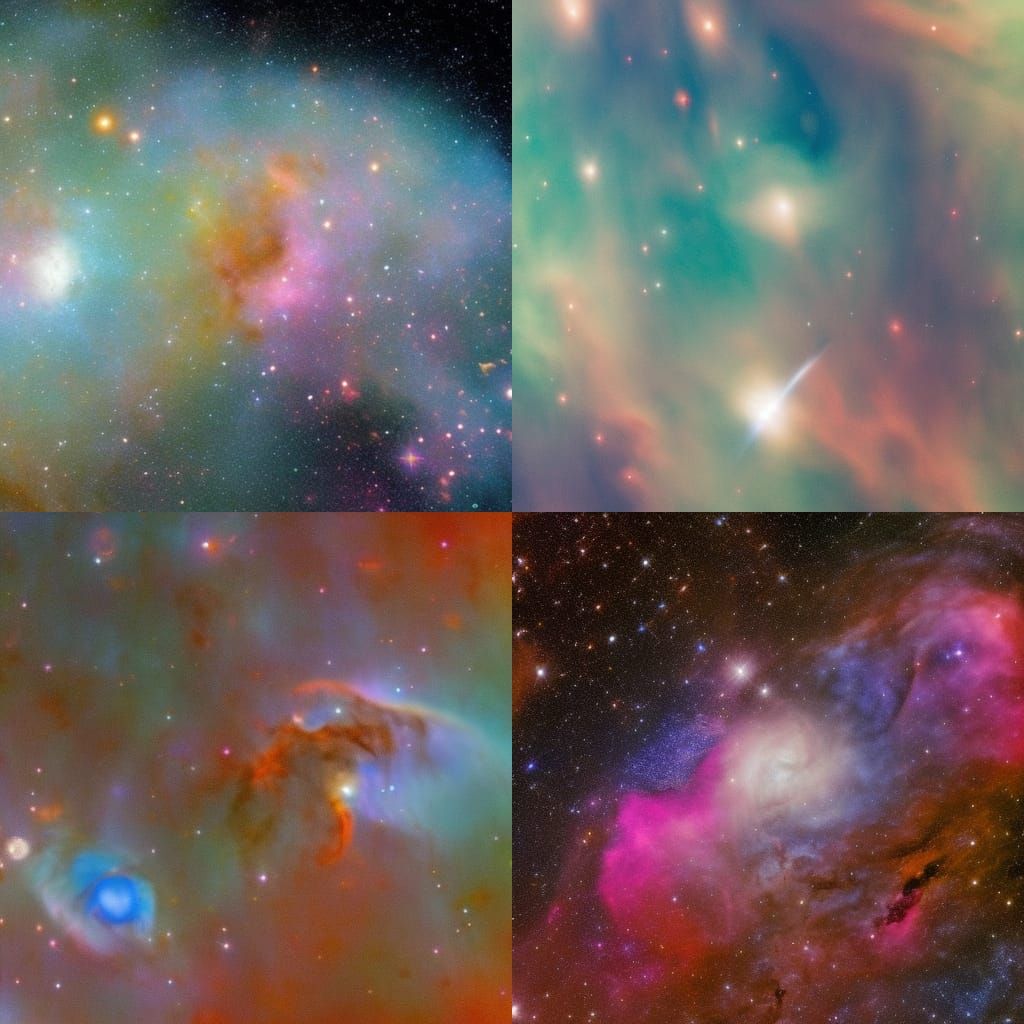 Imagine-se flutuando no espaço, rodeado por uma nebulosa mul...