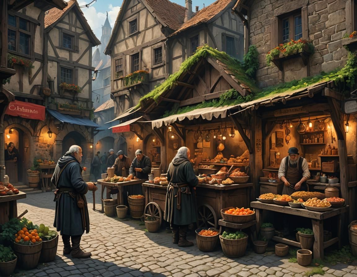 Medieval Street Food  by @FilFantAIsies