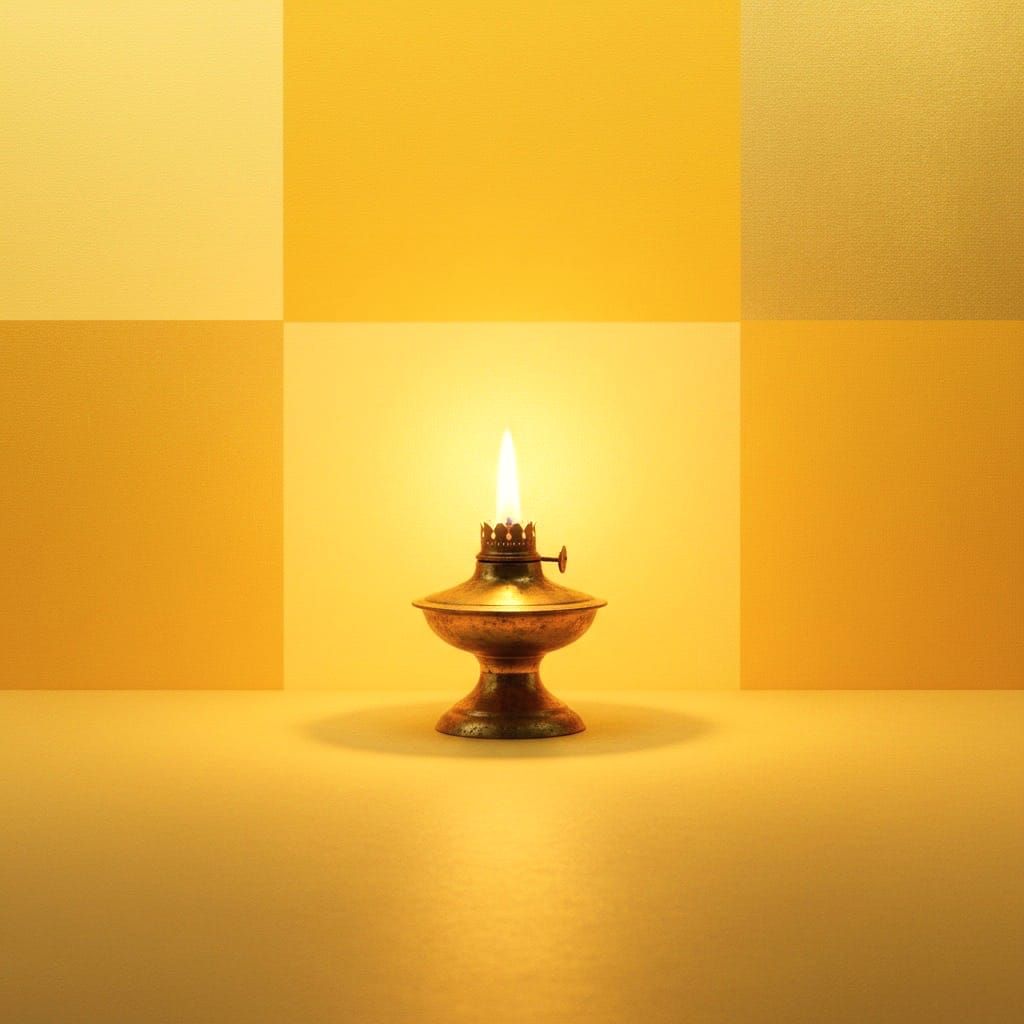 The Golden Quiet Of Peace: Featuring a simple composition of an ancient lamp at dusk with a gentle calm textured backgro...