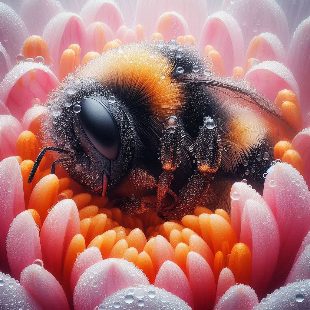 Sleepy Bee in Flower  by @Stare