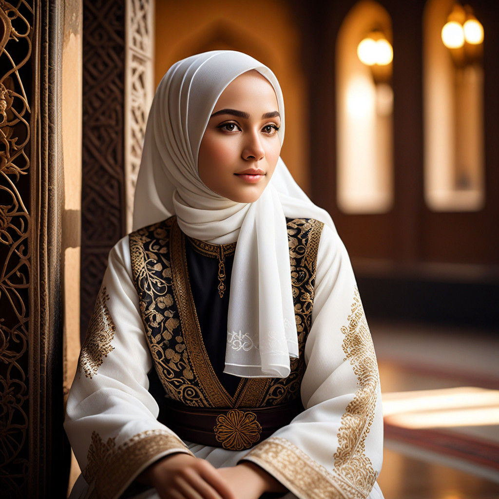 Middle Eastern Woman in Elegant Traditional Attire
