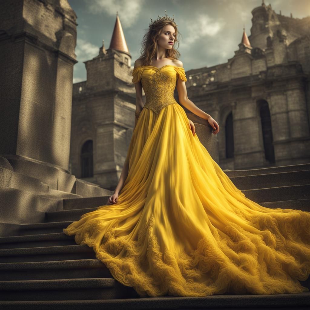 princess wearing yellow dress amazing beautiful dress different colors ...