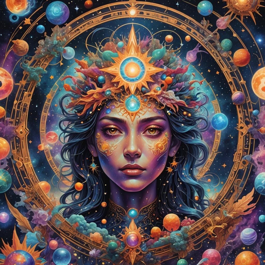8k resolution holographic astral cosmic illustration mixed m...