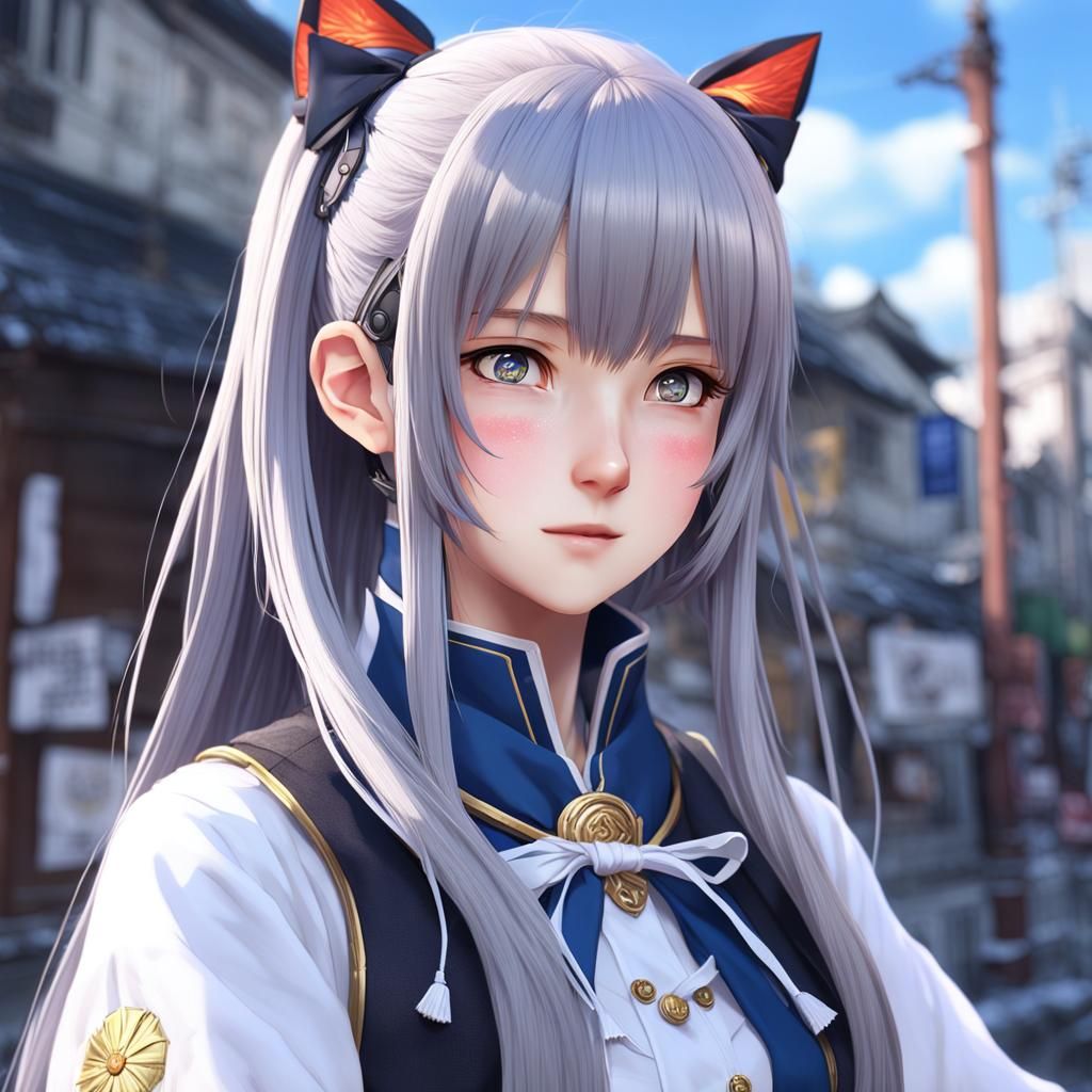 Anime Style Person Holding Grapes, 3D Rendering