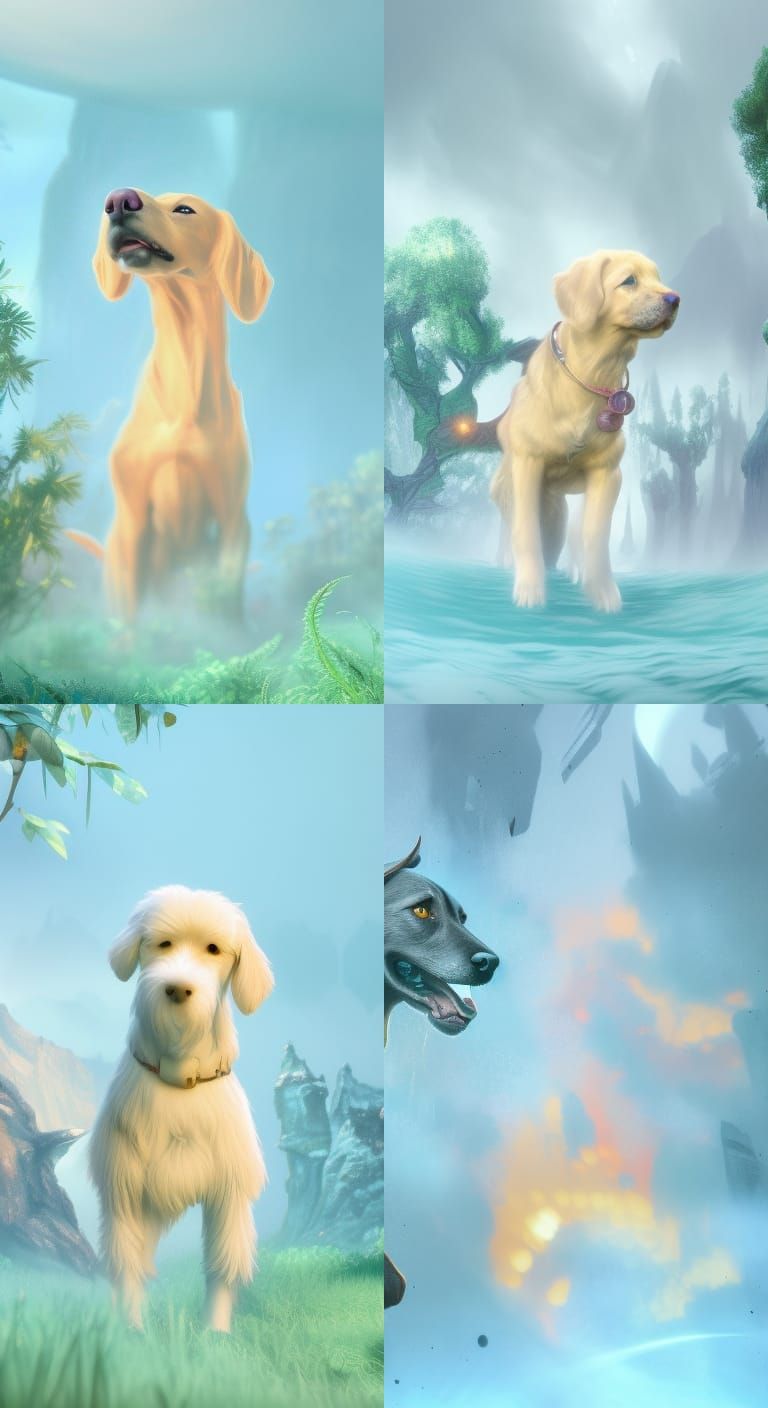 Dog detailed matte painting, deep color, fantastical, intric...