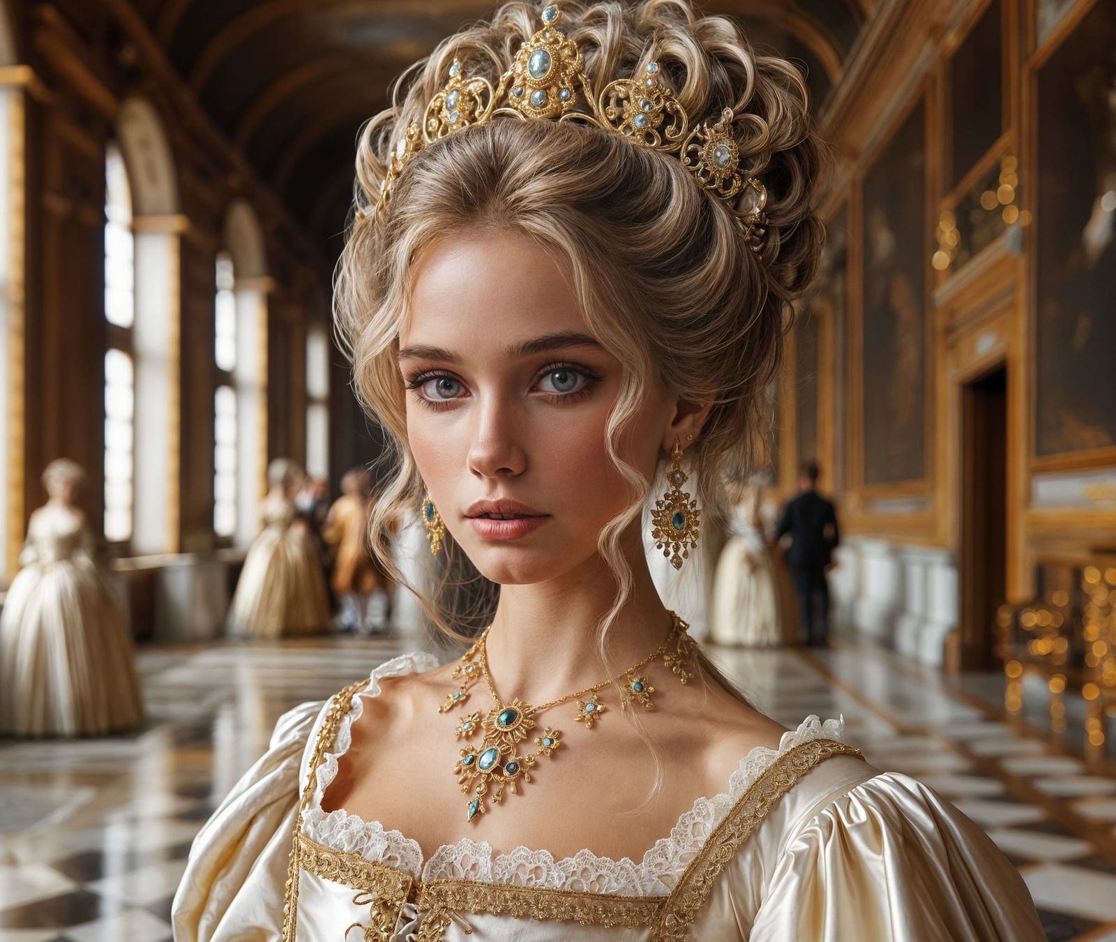 Венецианка в белом шелке во дворце