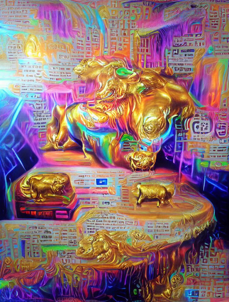 Golden Bull Ruling the Bitcoin world 8K 3D beautiful detaile...
