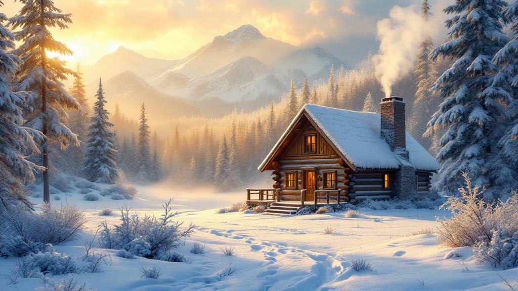 winter cabin valley