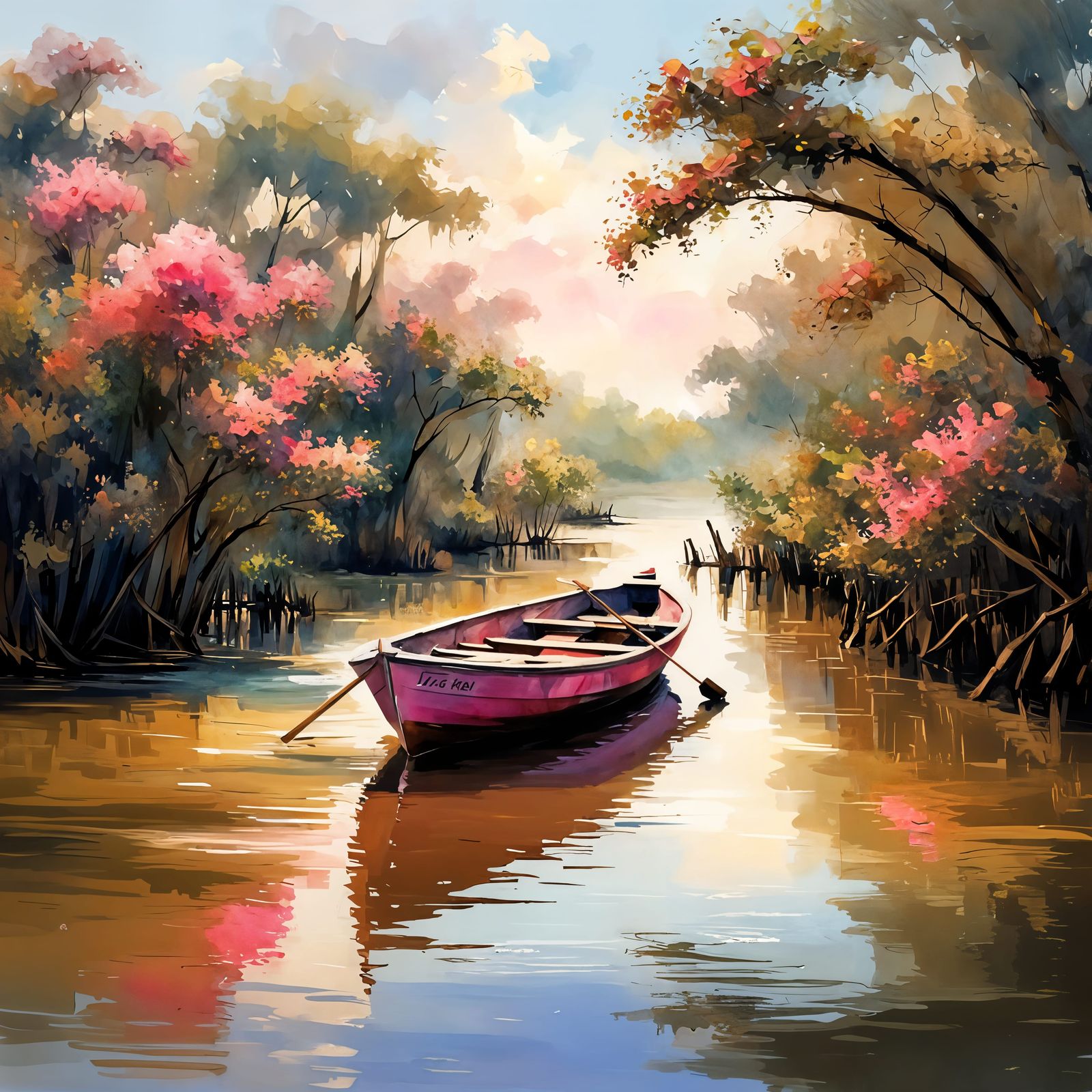 une barque sur la mangrove en Louisiane   by @Monette77