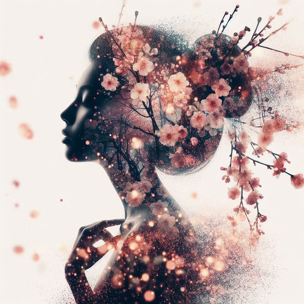 double exposure beautiful fantasy DALL-E 3 portrait landscap...