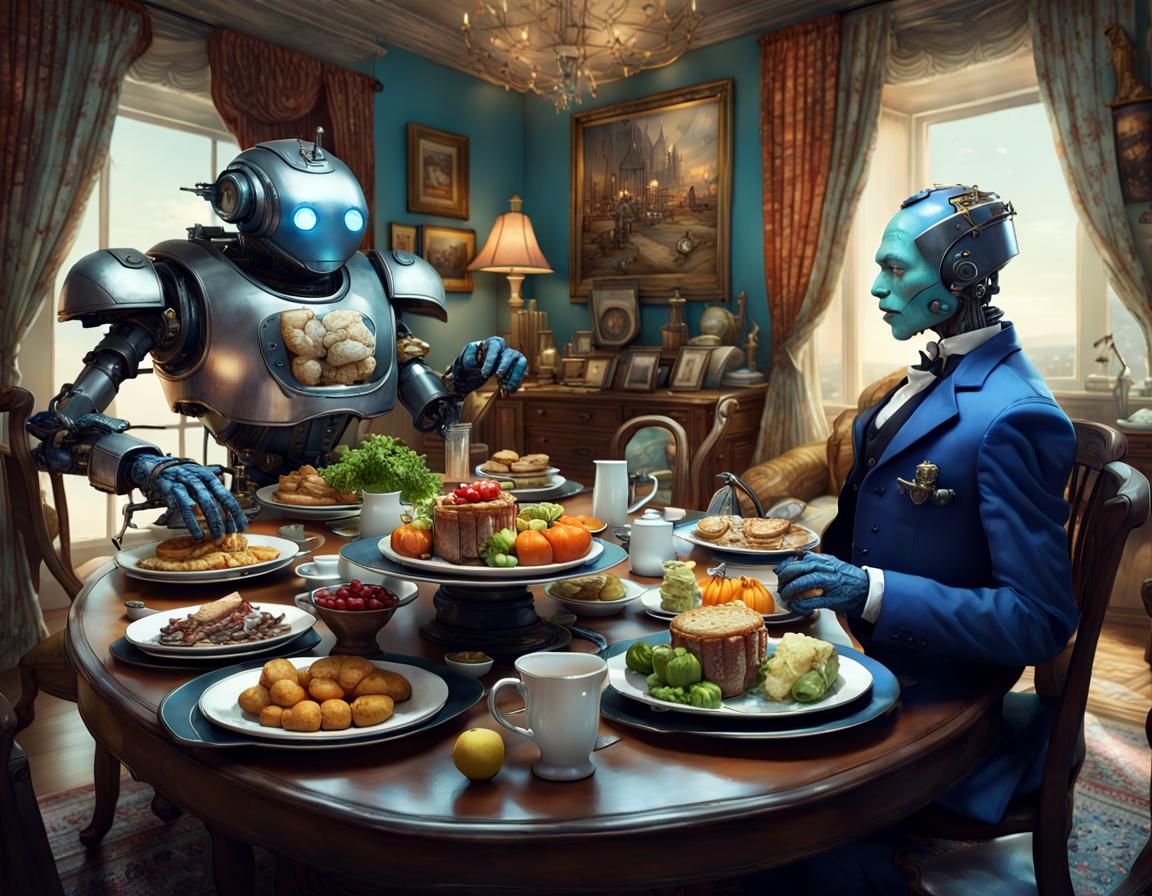 Robot butler - AI Generated Artwork - NightCafe Creator