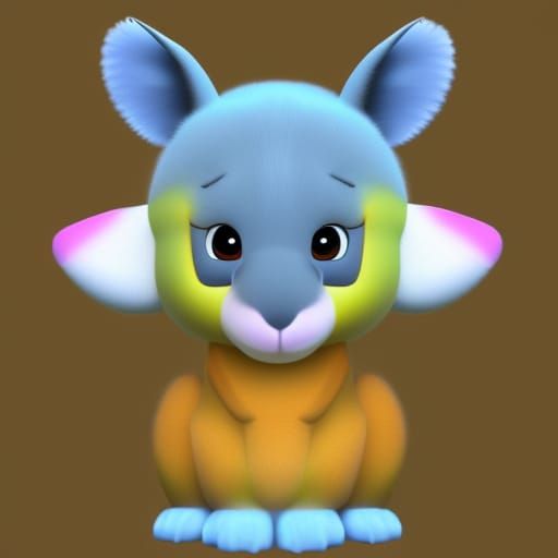 fluffy baby Kangaroo 3d cartoon