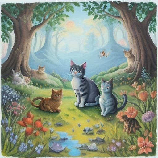 Cat and fairy friends