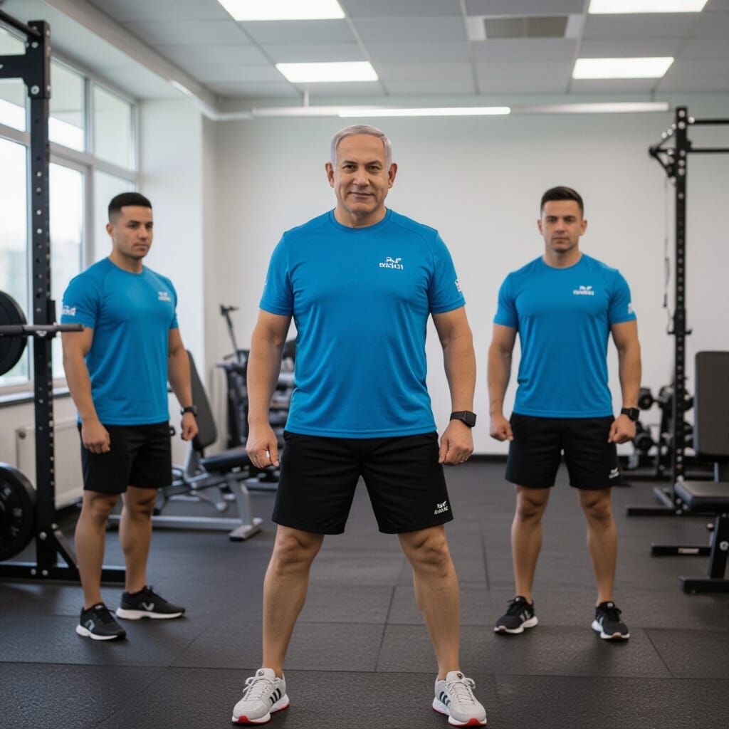 Benjamin Netanyahu Working Out in Gym