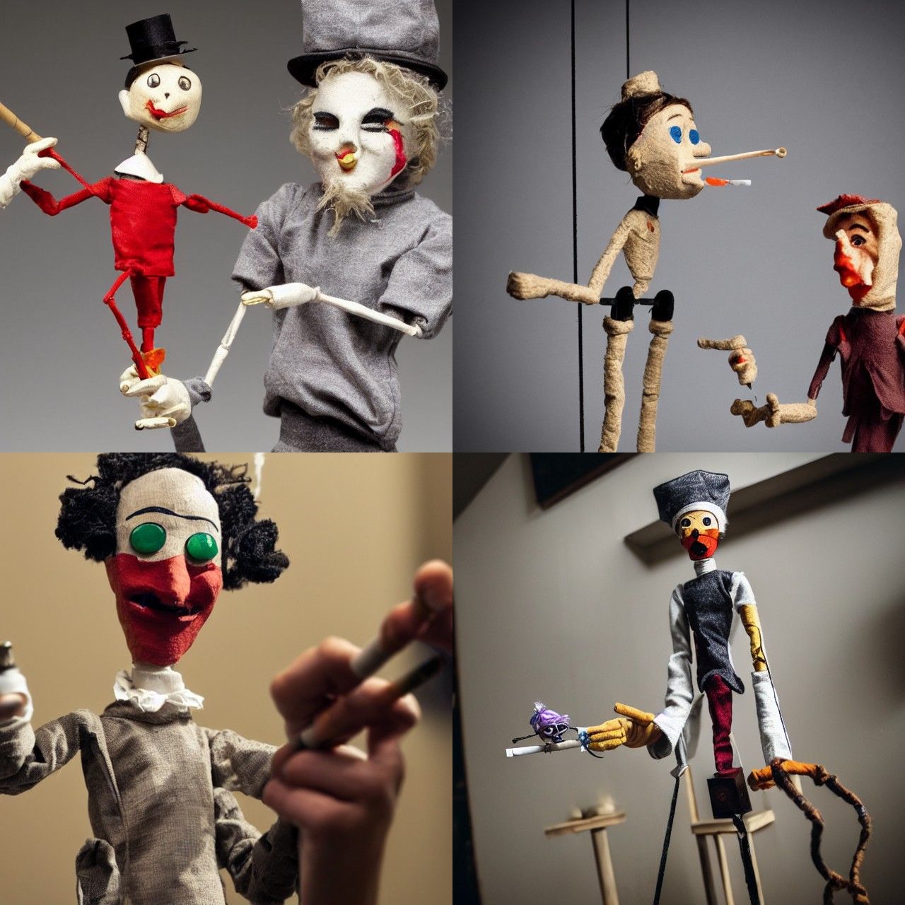 A marionette smoking a joint