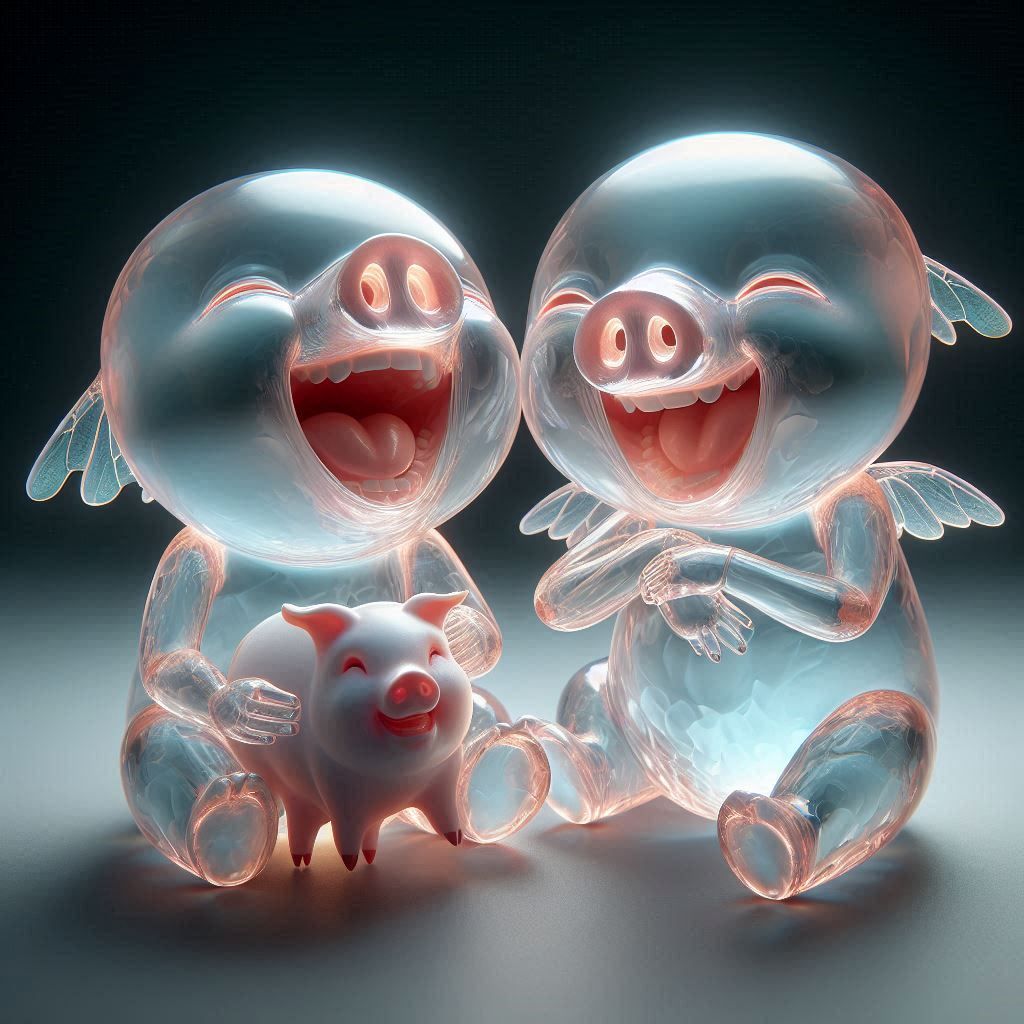 Two adorably translucent plaguecore figurines laughing wildl...