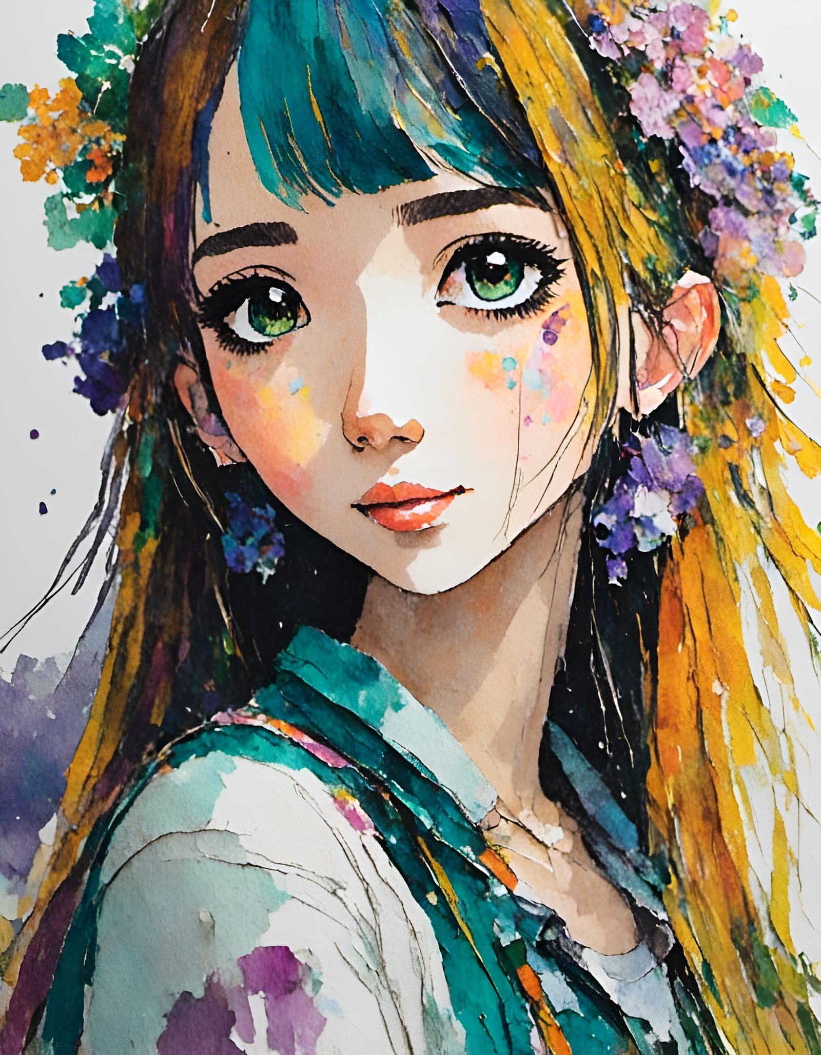 anime girl close up portrait <lora:Adobe paint style:1.0> <l...