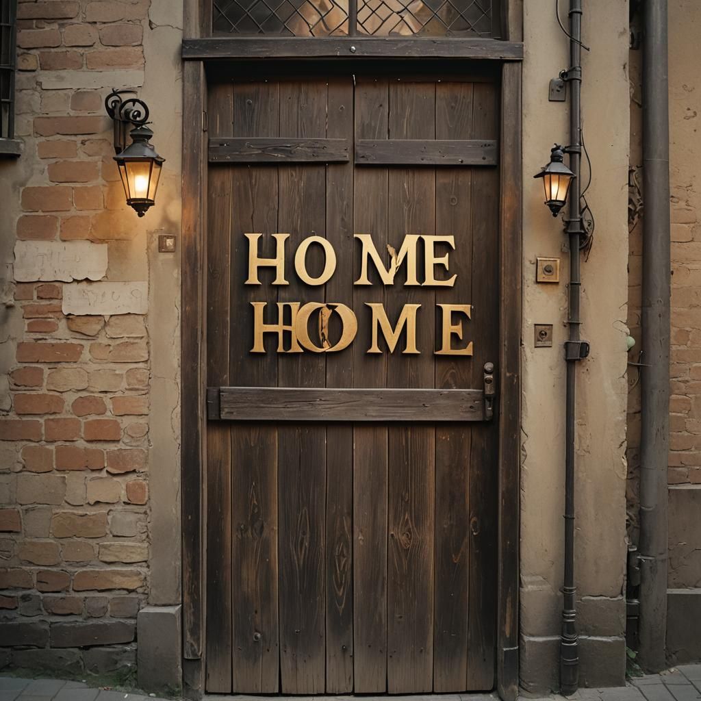 A sign saying «HOME»