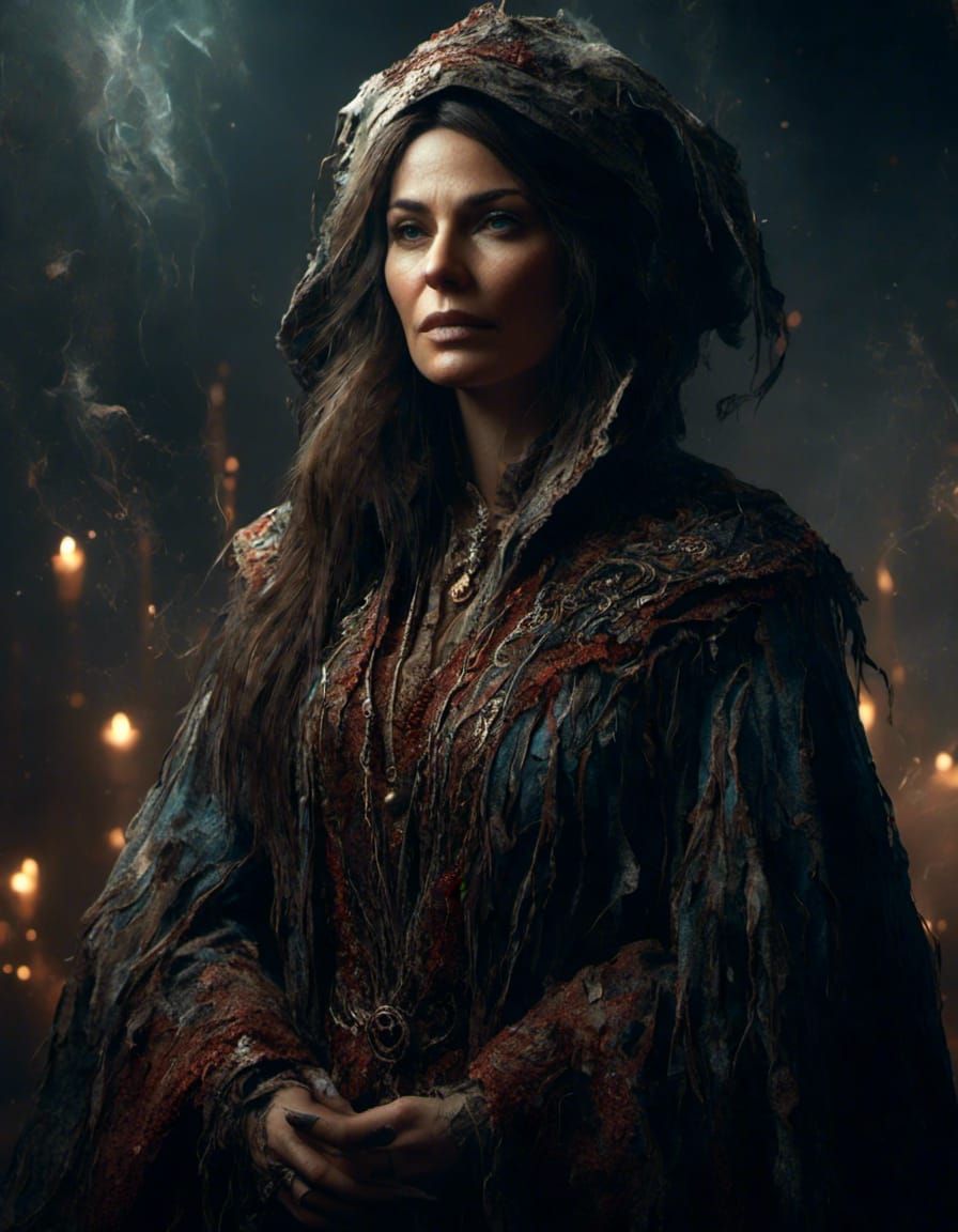 Powerful Sorcerer Portrait with Magical Effects