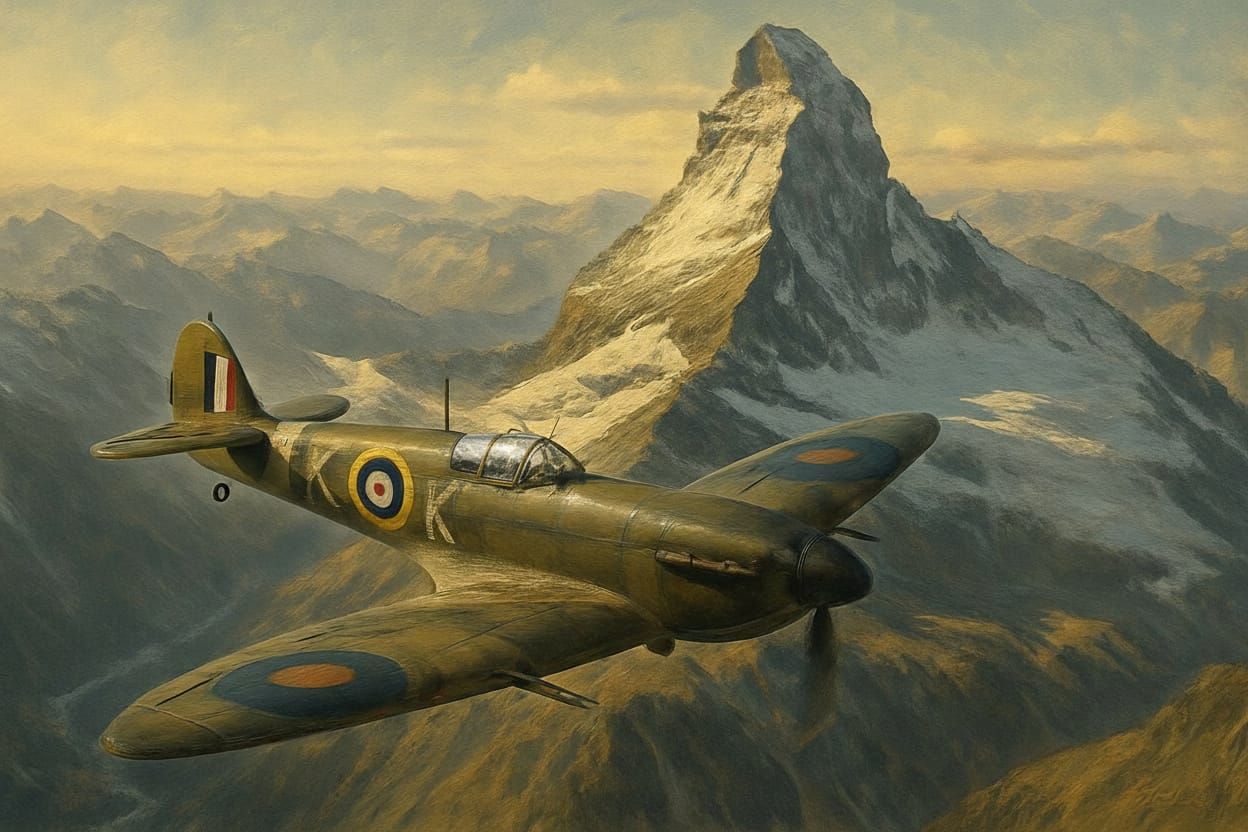 1 like - Supermarine Spitfire flying past the Matterhorn