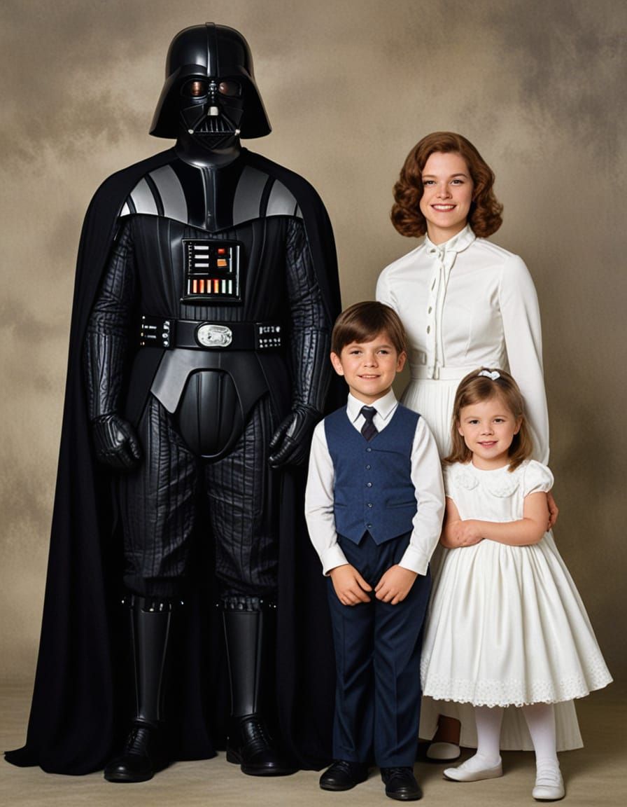 Darth Vader in an Olan Mills family photo   by @Darkslinky99