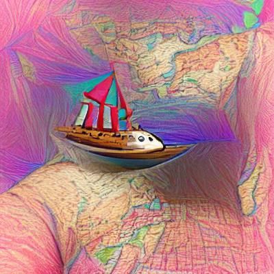 I am voyaging too woodcut