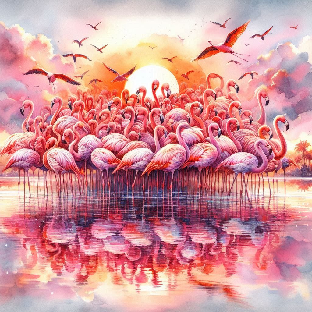 Sunrise Flamboyance of Flamingos # 2 - AI Generated Artwork - NightCafe ...