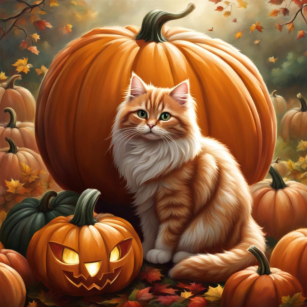 Pumpkin Cat - AI Generated Artwork - NightCafe Creator