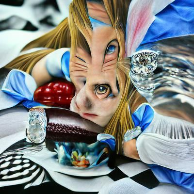 Alice on wonderland hyperrealism